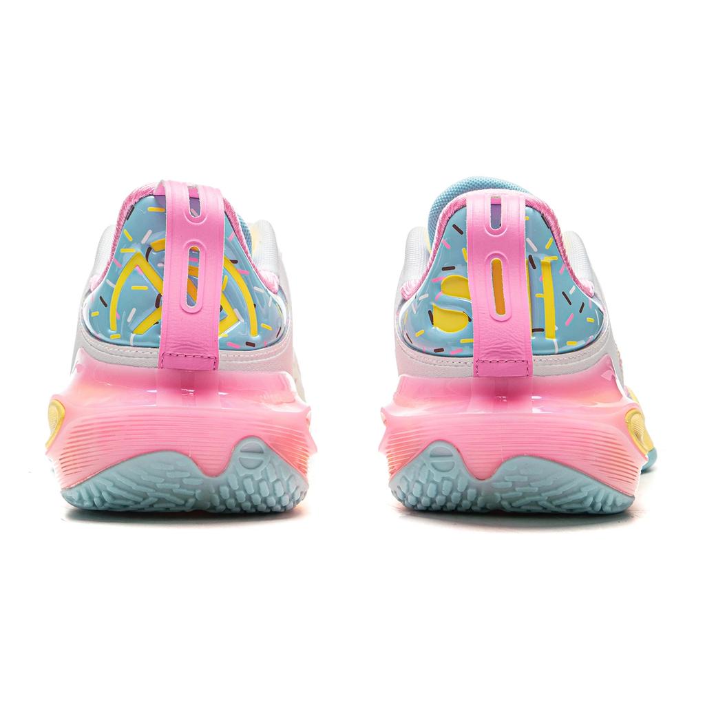 Li Ning Flash 11 Professionelle Wettkampf-Basketballschuhe für Herren, Low-Top, mit TPU-Stoßdämpfung, verschleißfest, Weiß/Pink/Blau, ABAU053-71