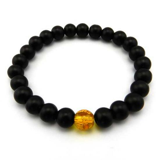 Black Matte Agate Stone Beads Bracelet Jewelry