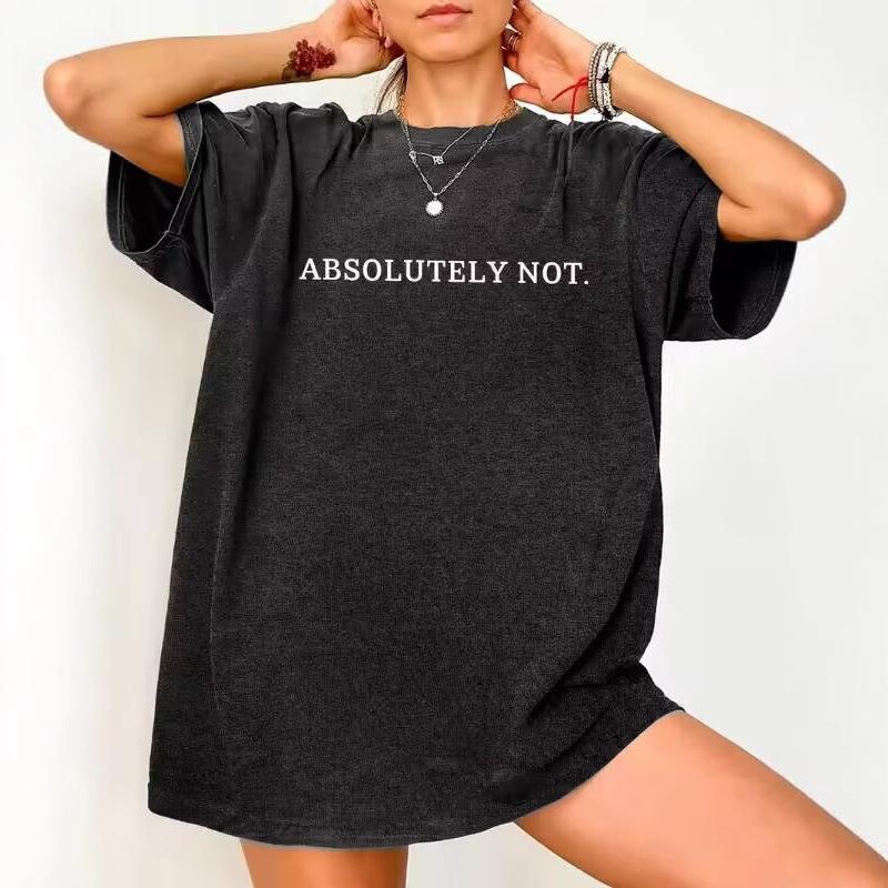 Classic Summer Crewneck T-shirt for Women - Short Sleeve Top with Letter Printed