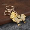 Key Charm Zodiac Keychain with Rhinestones, Sheep Design Bag Pendant, Chinese New Year Lucky Astrology Goat Accessory Charm, Feng Shui Ornament