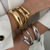 B12 New Delicate Hip Hop Metal Cuff Bangles Jewellery Punk Gold Silver Color Geometric Spring Fashion Bracelet Jewelry for Women