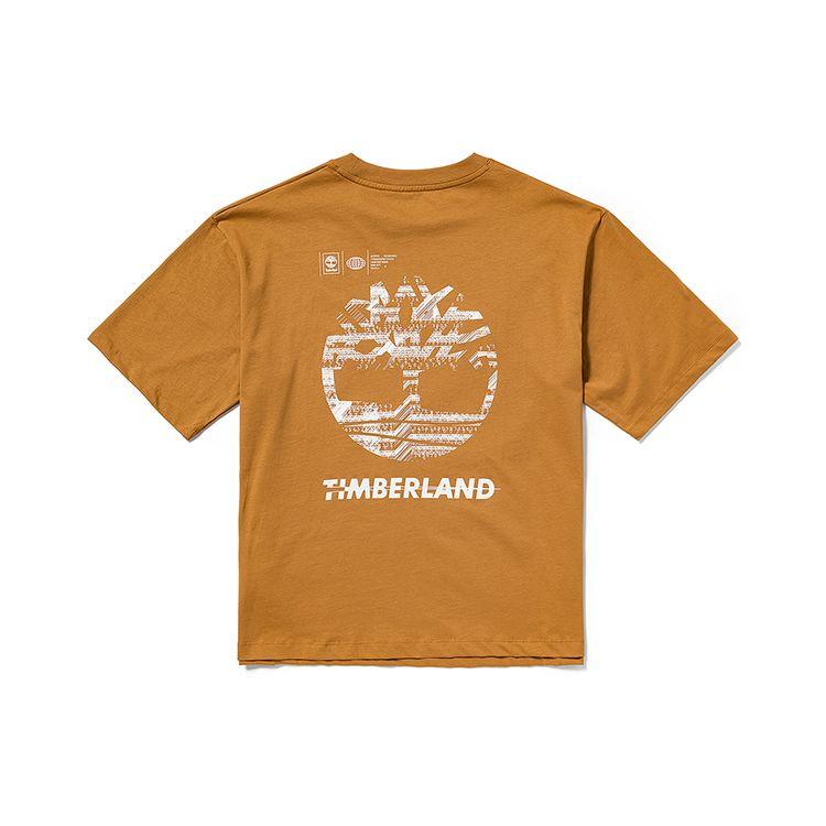 Timberland Letter Logo Printed Casual Loose Short Sleeve T-Shirt Unisex Tops Wheat A6QJ1-P47