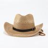 Western Cowboy Hat Men's and Women's Summer Outdoor UV Protection Seaside Vacation Shade Sun Protection Straw Hat Mountaineering Hat