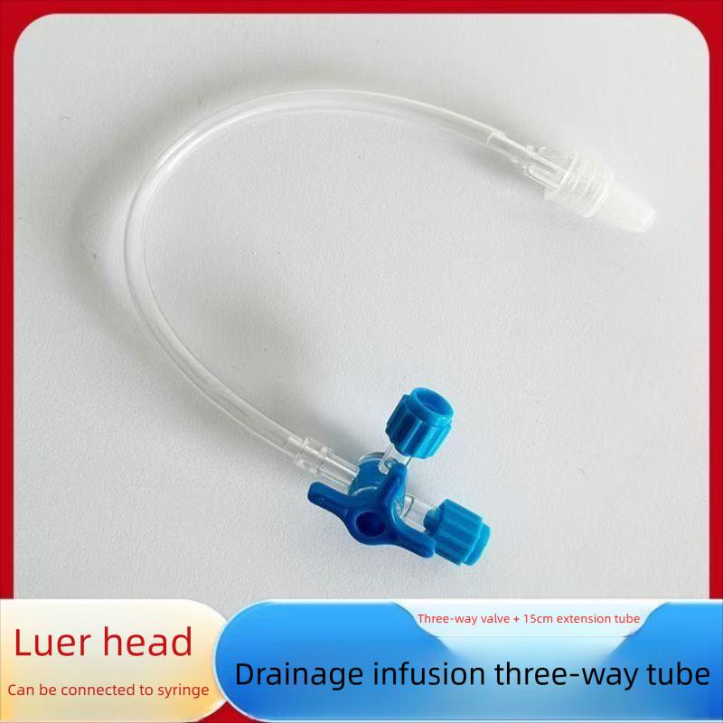 Pet Drainage and Infusion Three-Way Stopcock with Luer Lock Connectable to Syringe Three-Way Valve Extension Line 4.0*10cm