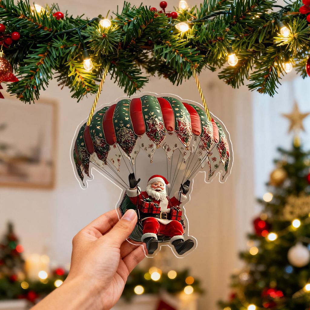 Christmas Parachute Pendant, As A Gift Decoration Pendant, A Funny Christmas Pendant To Decorate The Christmas Tree Window