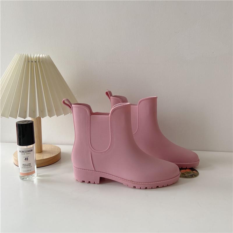 Women's Waterproof Short Rain Boots: Fashionable, Non-Slip Velvet Overshoes, Rubber Water Shoes.