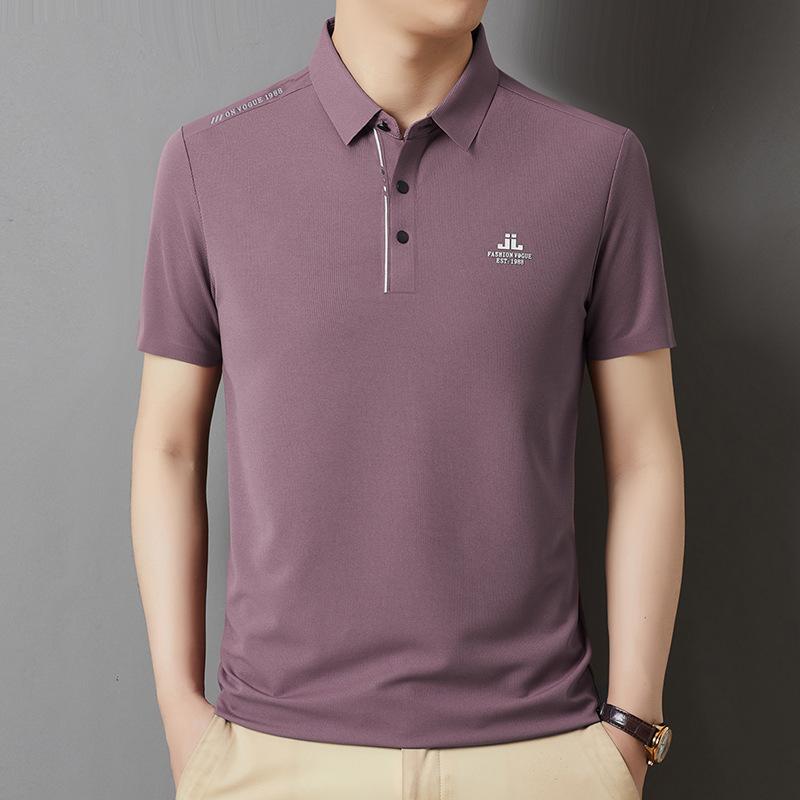 

Новая модная бесшовная футболка с коротким рукавом, мужская летняя повседневная, с воротником поло, деловая рубашка поло, дышащая и свободная XL