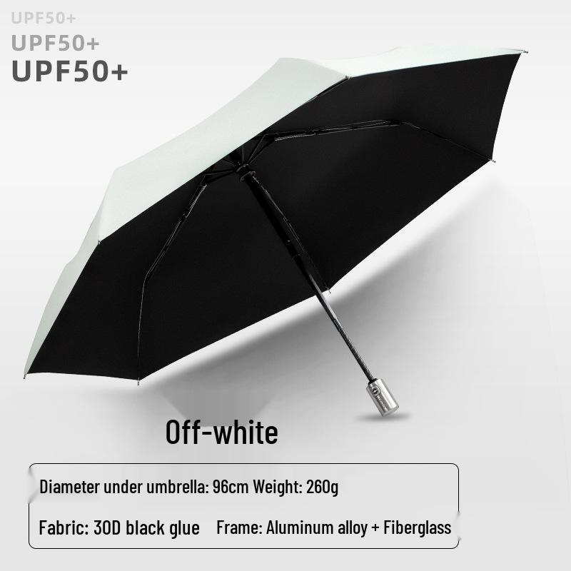 PARACHASE Ultralight 7-Rib Automatic Umbrella with 30D Black Coating for UV Sun Protection