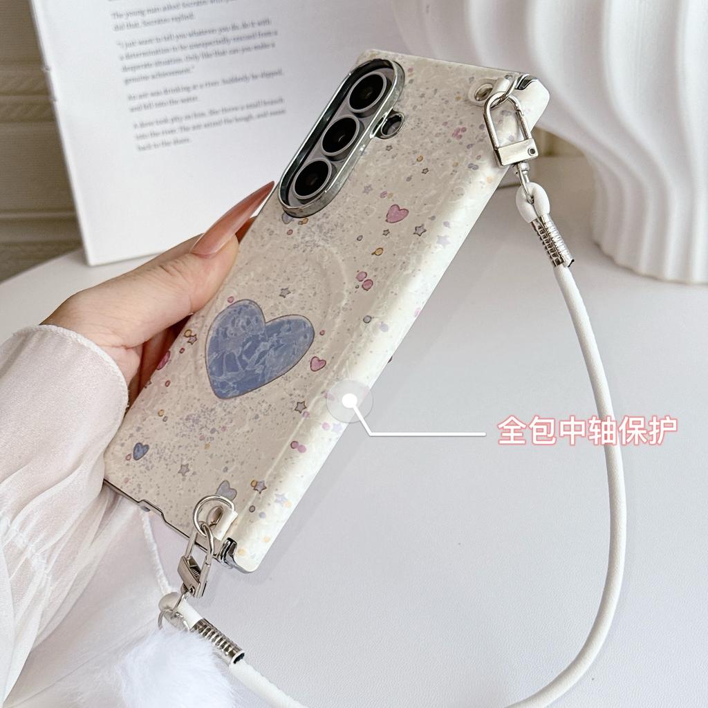 Applicable To Samsung Zfold1Ultra Folding Screen Mobile Phone Case Magnetic Suction Bracket W11 Double Central Axis Cover Small and Fresh