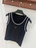 European Gold Embroidered Knit Vest – Slim Fit, Round Neck, Contrast Edge.