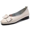 New Women's Shoes Shallow Mouth Leather Single Shoes Square Head Set Feet Grandma Shoes Bow Korean Casual Mother Shoes