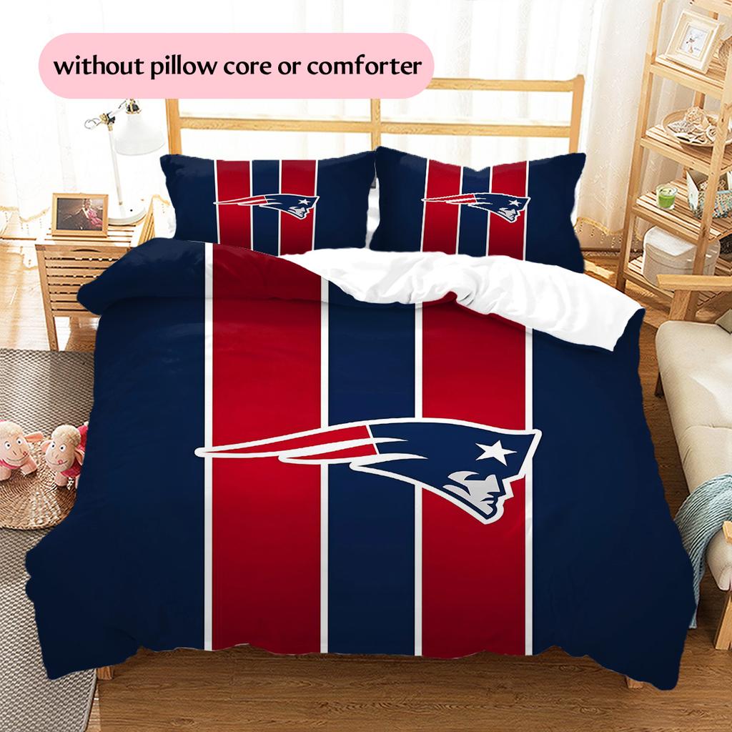 New England Patriots Pattern Bedding Quilt Set Home Decoration Gift (1 * Duvet Cover + 2 * Pillowcase Without Core)