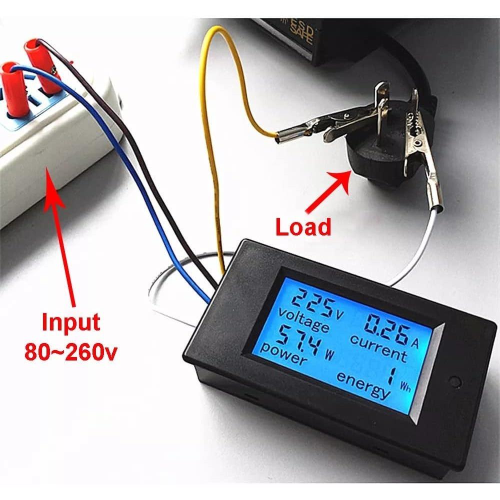 Stromzähler Spannungstester Digital Voltmeter Amperemeter Leistungsmesser LCD AC 80-260V 20A Ampere Volt Spannung Strom Leistungsenergiezähler