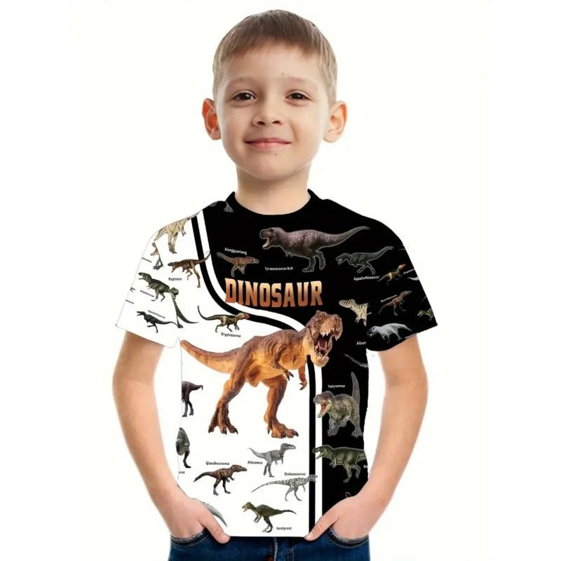 Casual simple top fashion print short sleeve loose T-Shirts boys 160