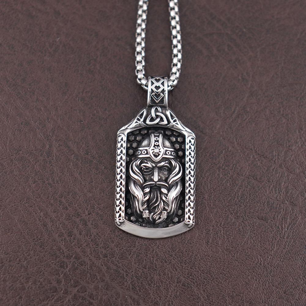 316L Steel Viking Rune Necklace for Men - Celtic Knot Warrior Pendant, Norse Retro Jewelry Gift Gothic Nordic Amulet Accessories