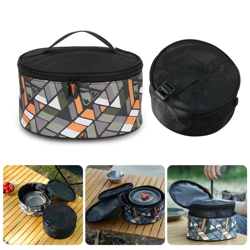 Outdoor Teller Geschirr Schüssel Aufbewahrungstasche Runde Tellerhalter Tasche für Picknicks Camping Teller Organizer Geschirrbehälter