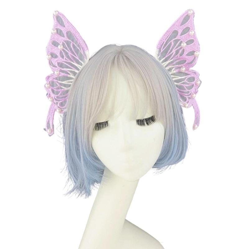 Baroque Pearls Embellished Fairys Hairpiece Delicate Hair Jewelry Mesh Texture for Renaissances Cosplay Photography фиолетовый