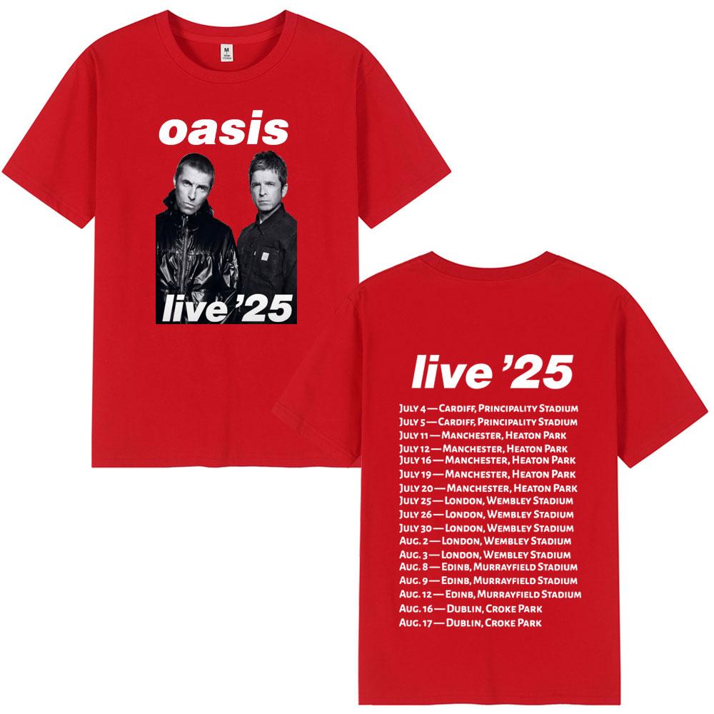 Rock Band O-Oasis Live 25 Tour T-Shirts Mens Women Summer Casual O-Neck Short Sleeve T Shirt Fans Gift Fashion Vintage Tee Shirt
