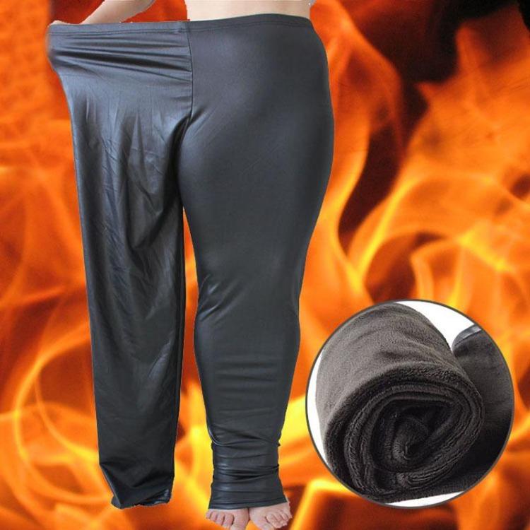 Winter Women Faux Leather Pants Warm Thickening Plus Size Velvet Thin Leggings Fashion