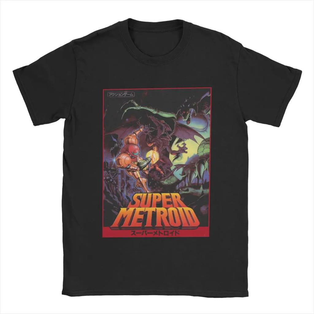 Super Metroid T-Shirt Men's Women's Cotton Retro T-Shirt O-Neck Game Merchandise T-Shirt Short Sleeve Top Classic