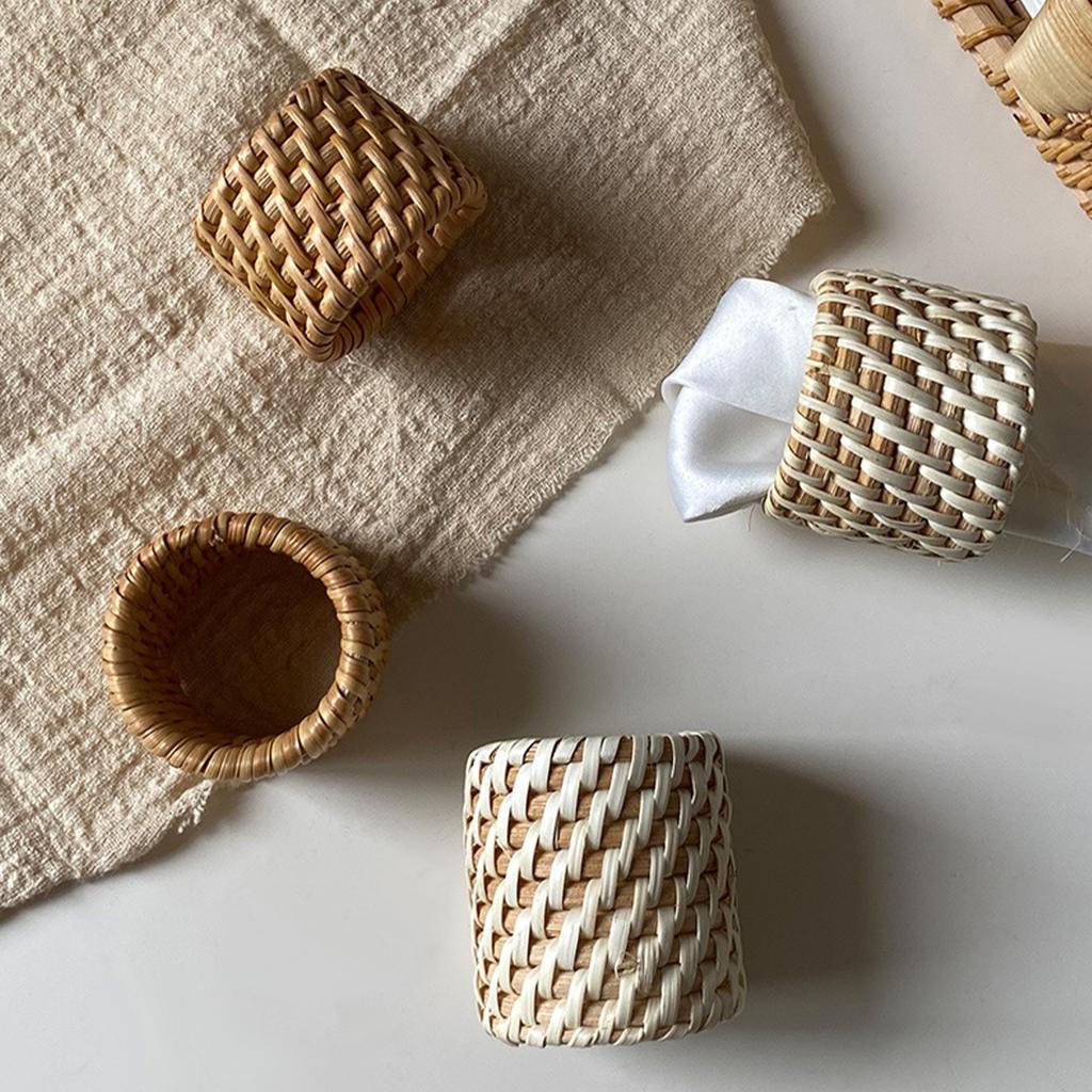 Napkin Holder for Elegant Table Decoration and Event Woven Rattan Napkin Rings Dinner Table Accessories for Party