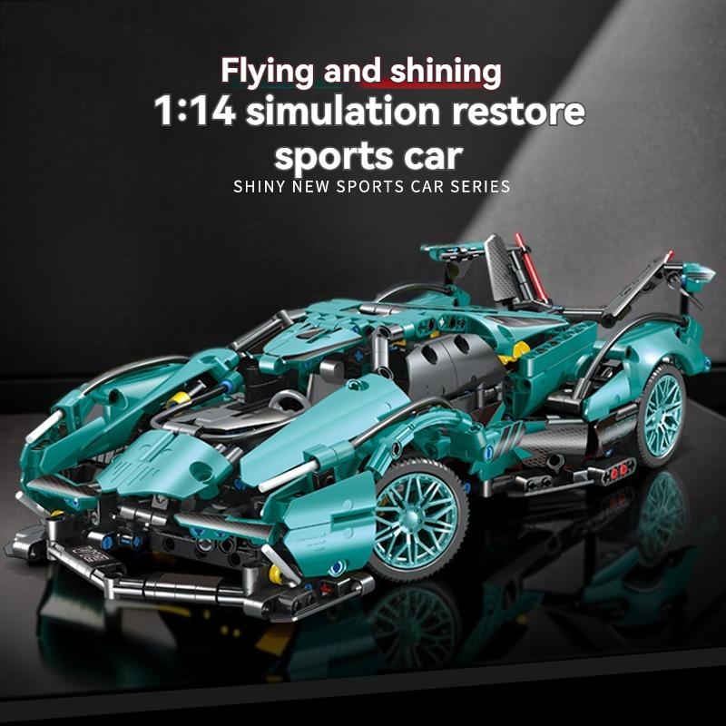 Non-Toxic Technical V12 Super Car Building Blocks Motor Power Puzzle Toys Diy Tabletop Decorations Model Birthday Christmas Halloween Gift