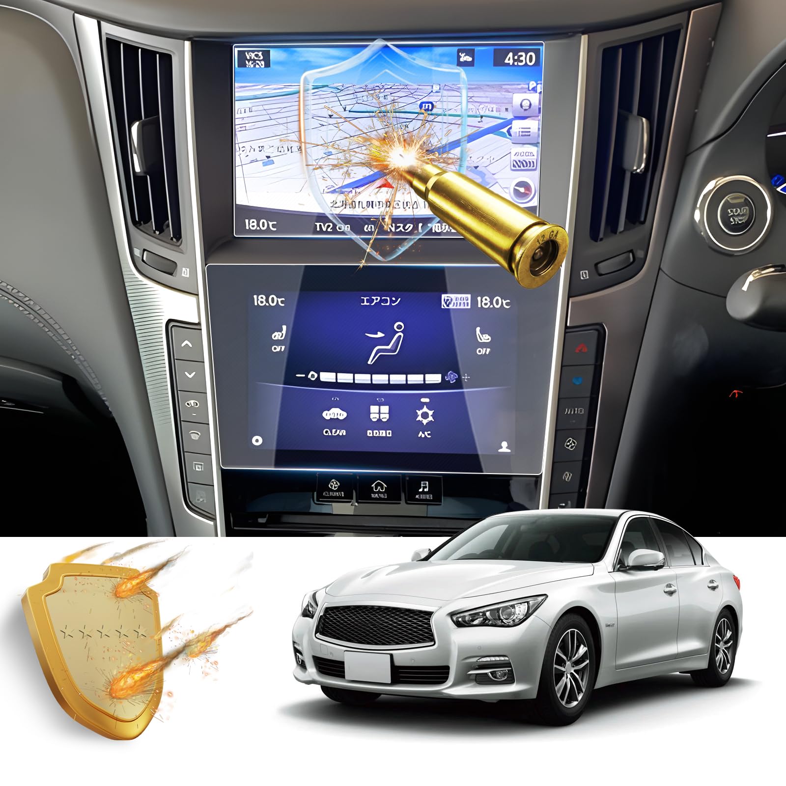 

RUIYA Set of 2 Screen Protectors for Nissan Skyline V37 Navigation and Easy to Apply 2-Piece System, Anti-Fingerprint, Anti-Bubble,