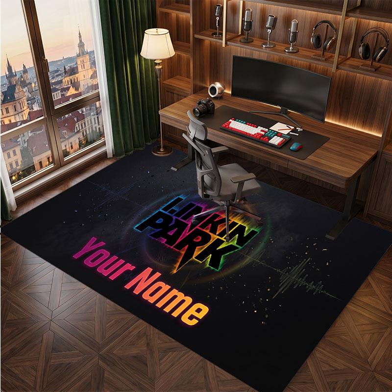 Linkin Park Personalized Crystal Velvet Carpet, Customized Name Text Soft Anti‑Slip Rug for Living Room Bedroom