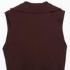 2025 Spring/Summer European & American Style Women's Two-Button Ruched Waist Knitted Vest