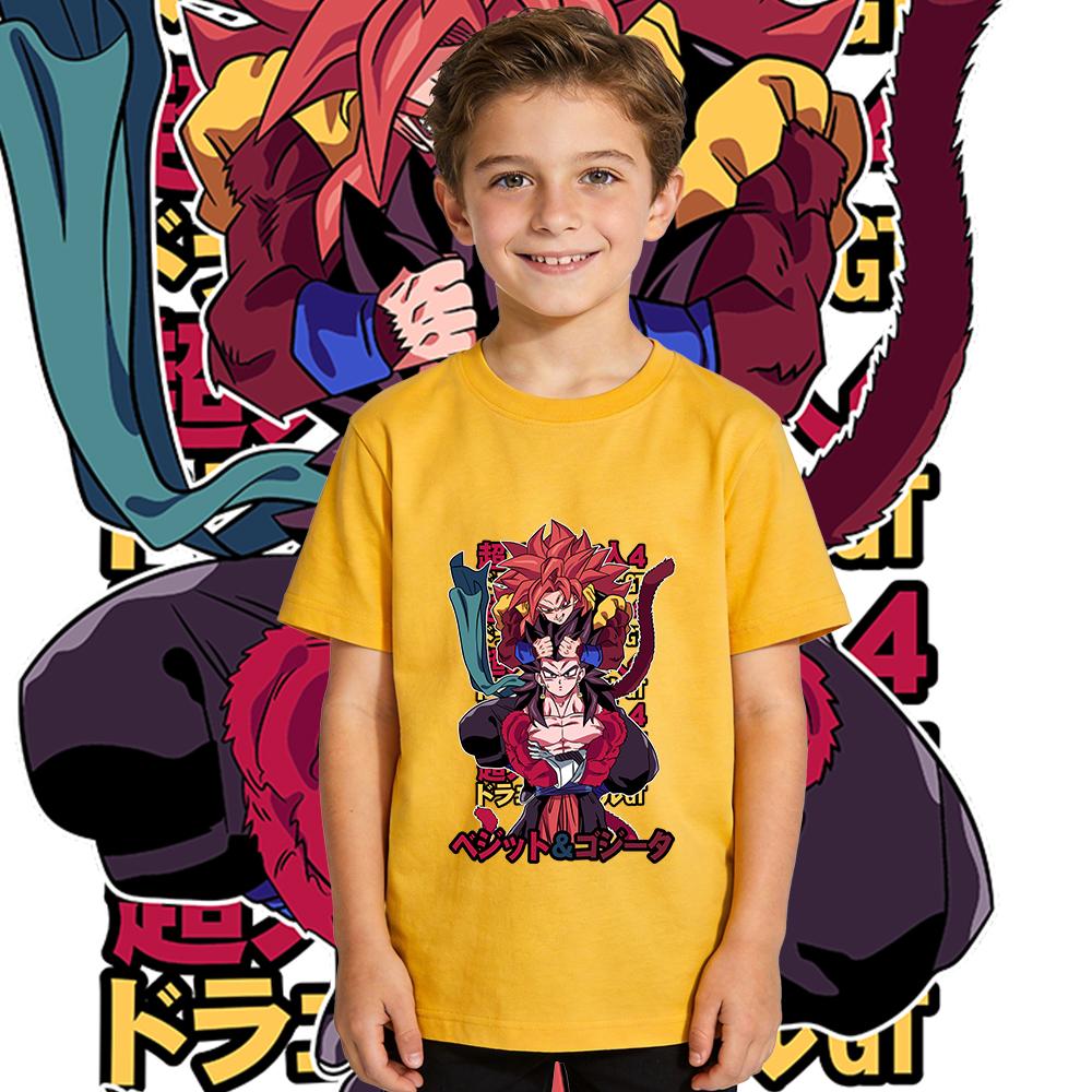 DBZ Vegetto SSJ4 x Gogeta SSJ4 Anime Print Kids Cotton T Shirt Short Sleeve Summer Clothes for Boys and Girls