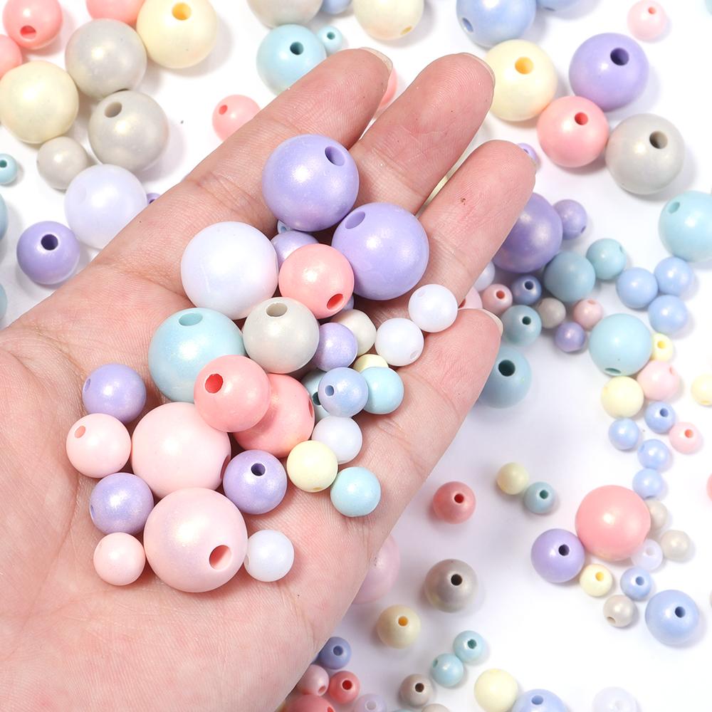 30-100pcs Macaroon Color Acrylic Beads Mixed Color Round Loose Spacer Beads For Jewelry Making DIY Bracelet Necklace Accessories