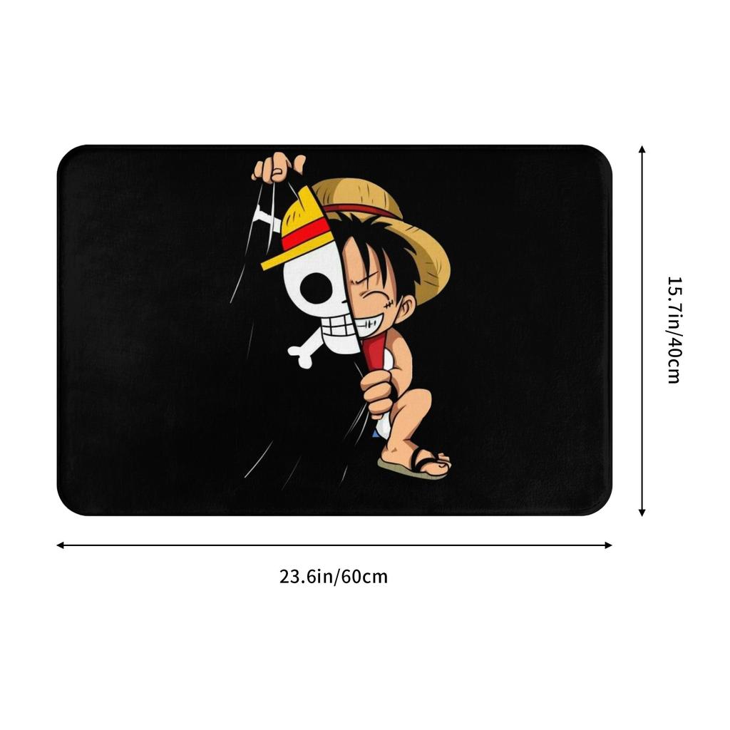 One Piece Cute Luffy Front Door Floor Entrance Mats Outdoor Straw Hat Pirates Bath Kitchen Doormat Living Room Carpet Rug