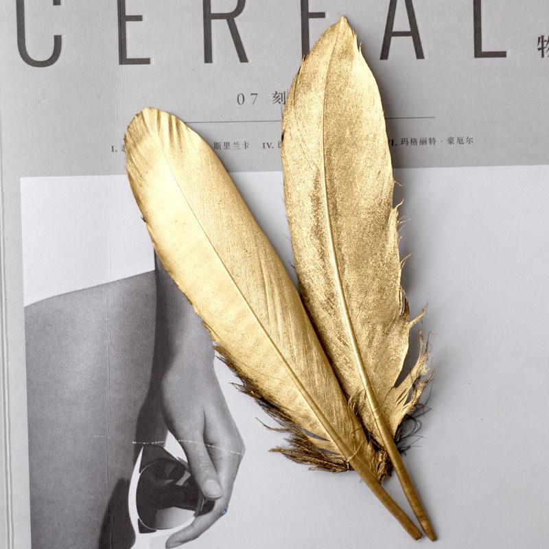 Golden Feather Decoration Handicraft Shooting Props Background Spray Gold Feather Decoration Material