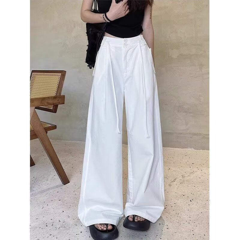 2025 Dámské korejské trendy volné ležérní letní kalhoty se širokými nohavicemi