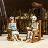 Skeleton Couple Figurine Resin Male And Female Skeleton Ornament Skeleton On Rocking