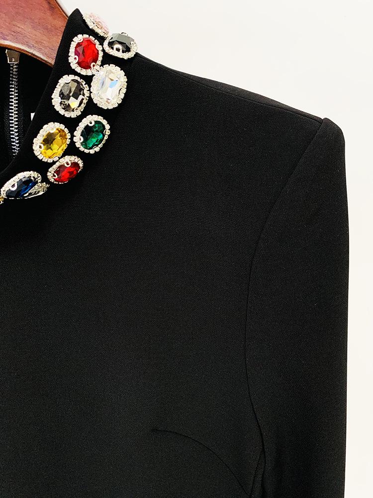High-End Strass- und Edelstein-Perlen-Langarmkleid - Mode Frühjahr 2026