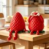 Unique Birthday Gifts for Friends 3D Printed Articulated Strawberry Storage Box, Cute Figurine with Box Movable Limbs, Mini Trinket Holder Desktop