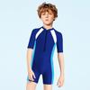 Unisex Kids' Quick-Dry Sun Protection One-Piece Swimsuit for Training & Sports