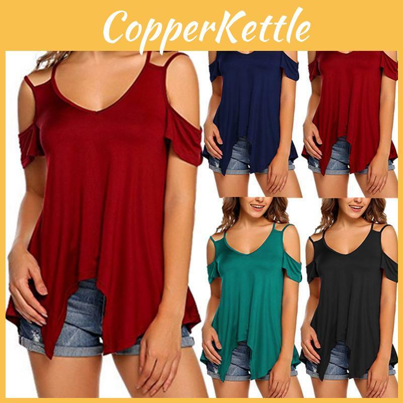 Elegant Womens Off Shoulder V Neck Chiffon T-shirt With Classic Timeless Appeal