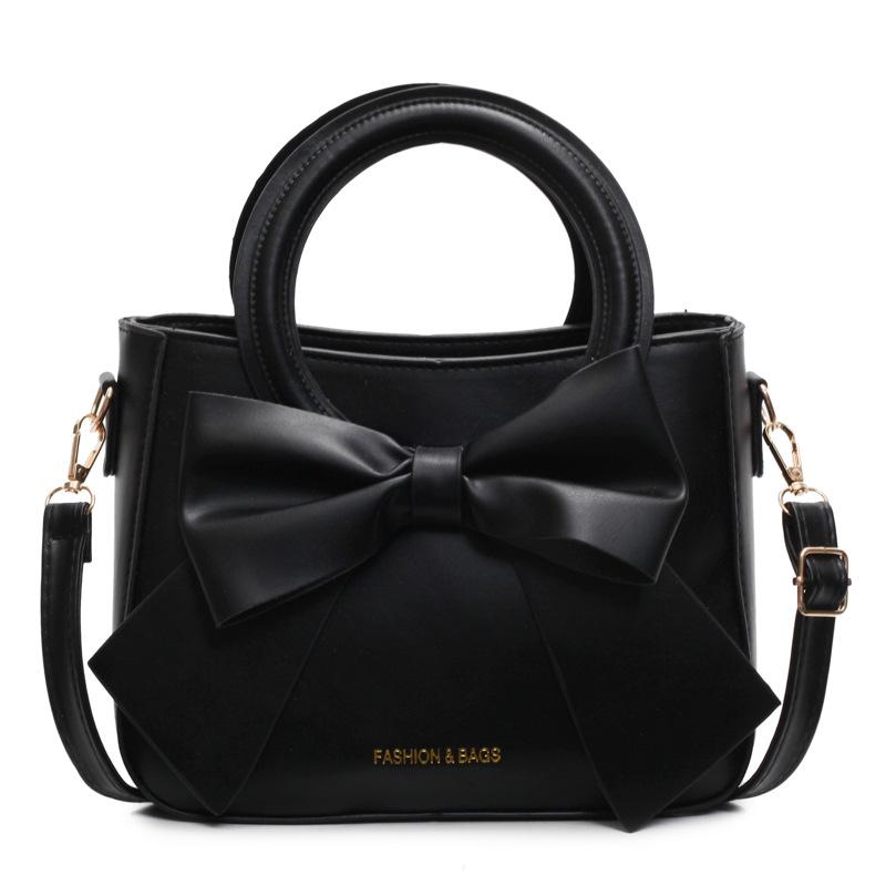 

Premium bow portable small square bag women s fashion shoulder bag messenger bag чорний
