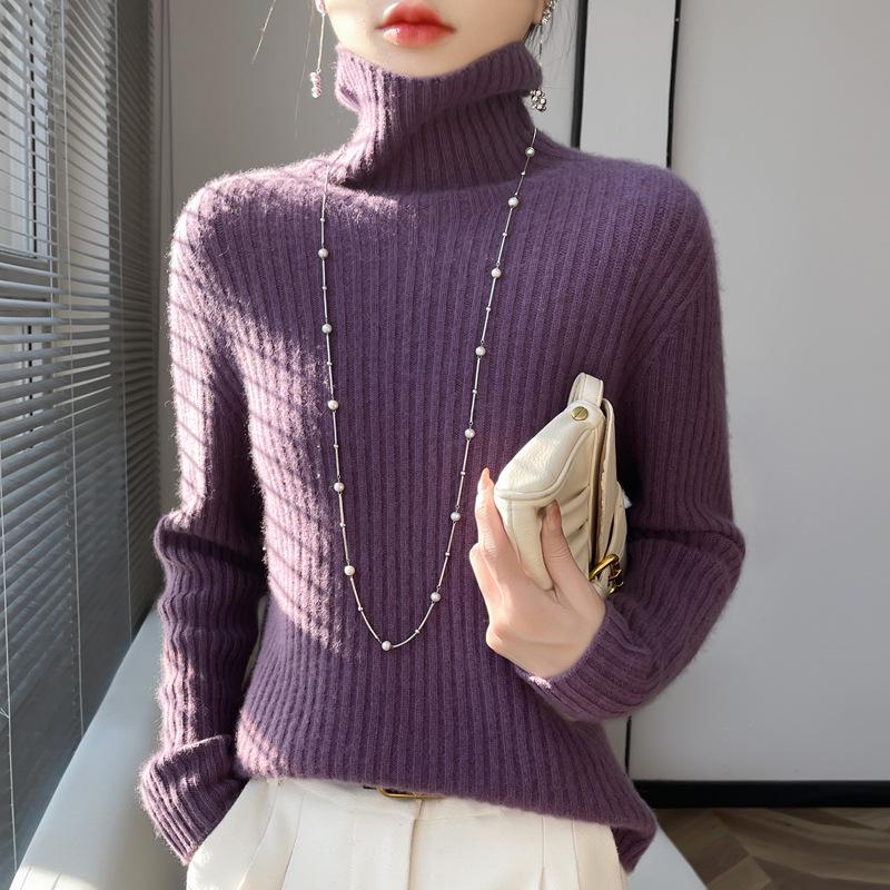 Damen Strickpullover mit hohem Kragen: Lässiger, schlank geschnittener Pullover für Herbst und Winter