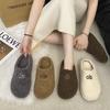 Korean Version of Thick-soled Lamb Wool Slippers Women's Outer Wear 2025 New Autumn and Winter Versatile Fashion One-word Plush Drag