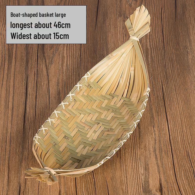 Handmade Bamboo Boat-Shaped Woven Fruit and Snack Storage Basket
