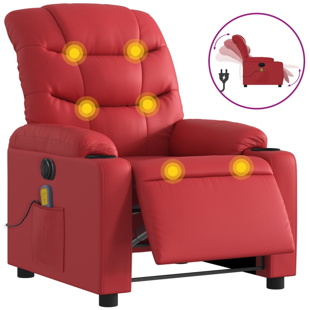 Vidaxl Foldable Massage Armchair, Electric, Red, Eco-leather