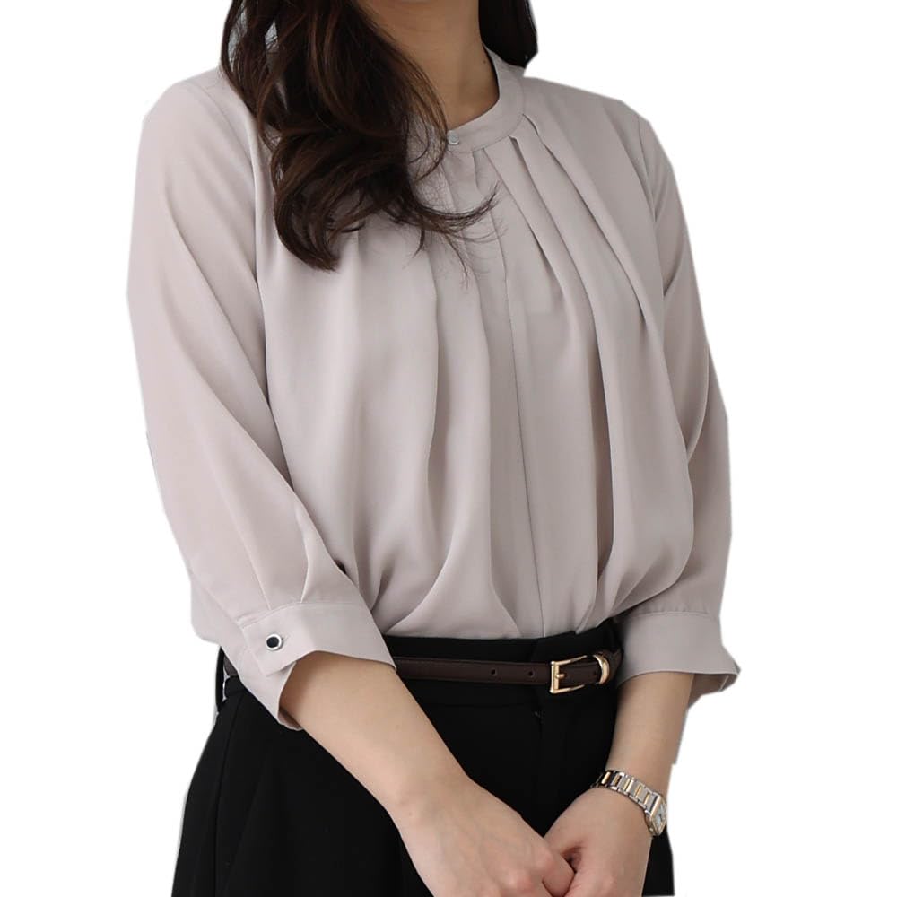 Smart Biz Sleeve Greige Women's 3/4 Blouse, No-Iron,