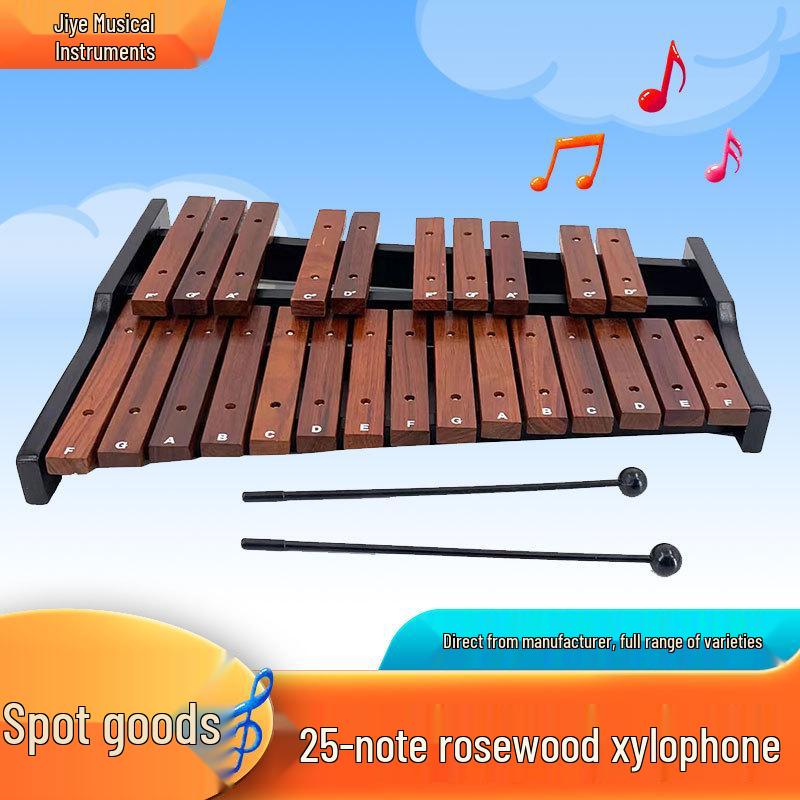 Rosewood 25-Note Xylophone for Kids - Orff Teaching Aid and Musical Instrument