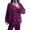 Women's Retro Red Fleece Pajamas Set with Lace - Autumn/Winter Noble Court Style