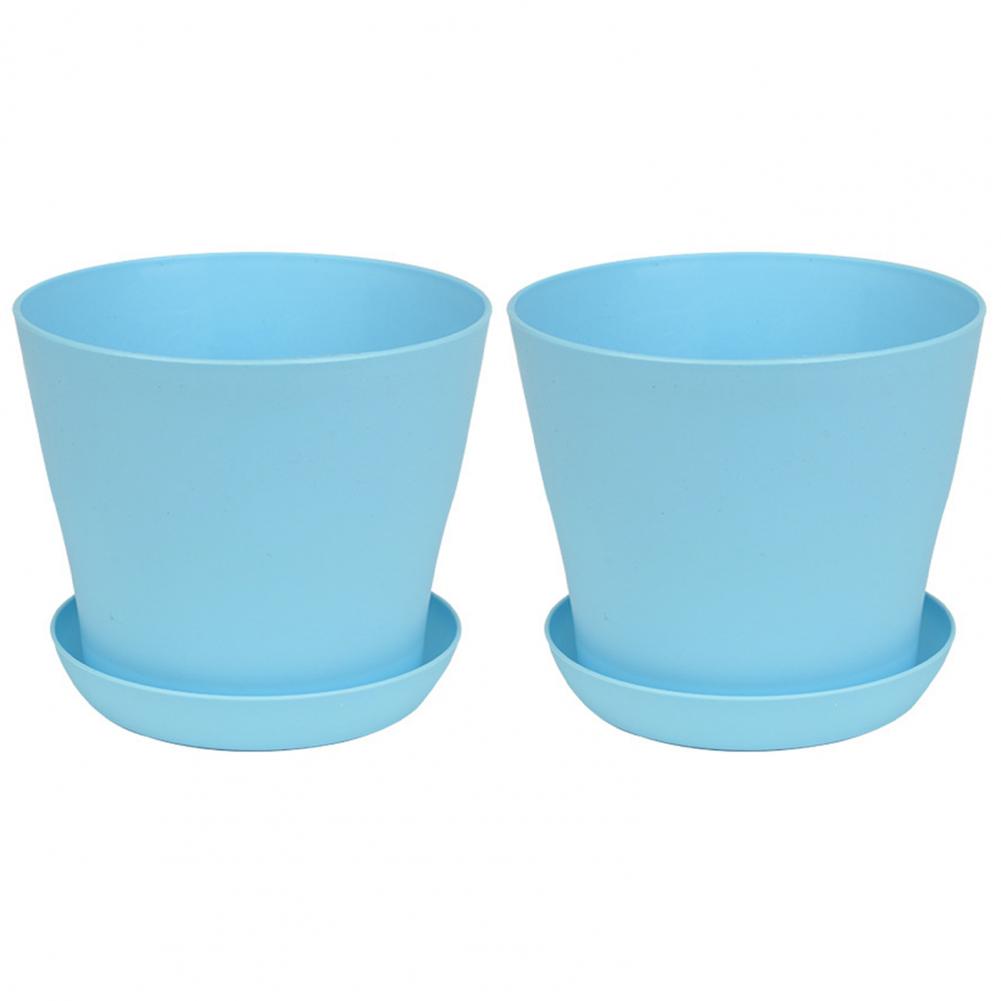 2Pcs Flower Pot Colorful Round Large Mouth PP Drainage Holes Plant Container With Saucer Lightweight Thick Nursery Pot