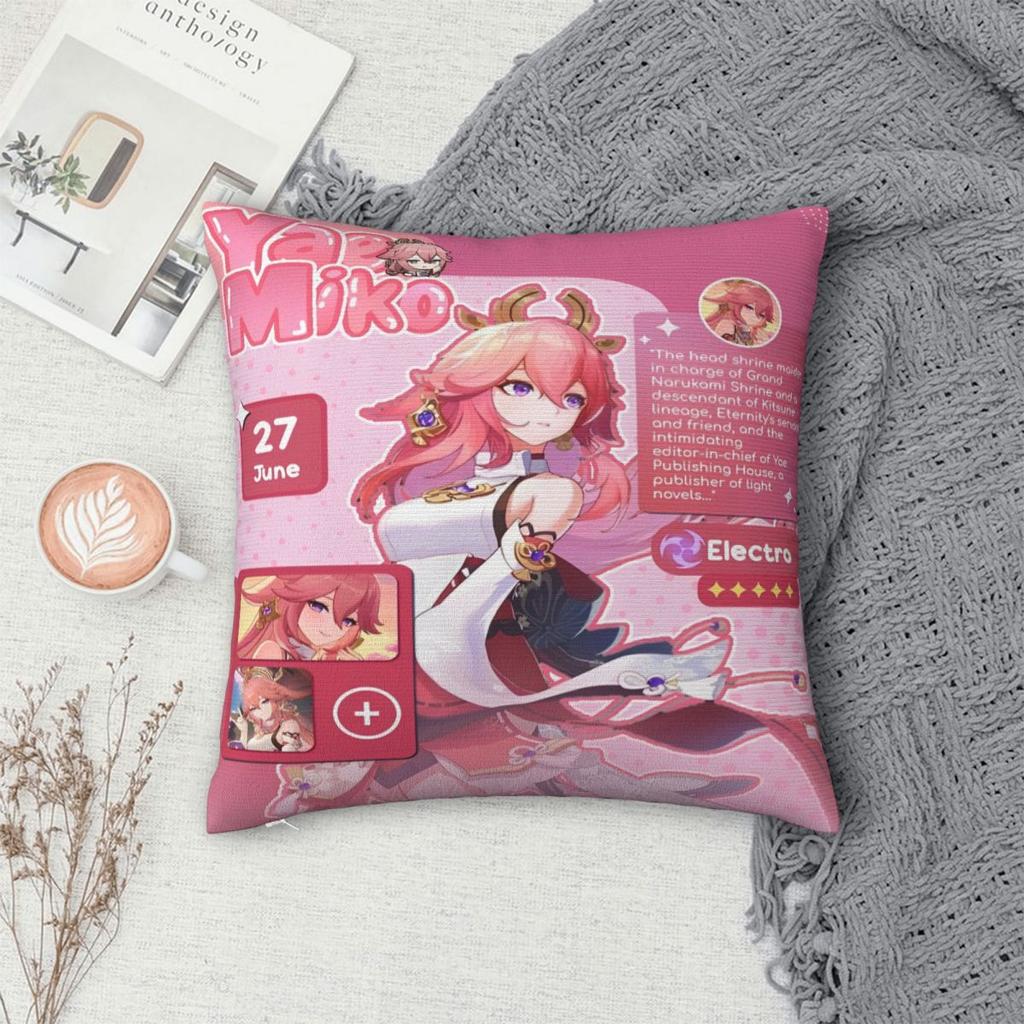 Sofa Decorations Yae Miko Genshin Impact Pillowcases Merch Pillow Covers Zipper Multi Size