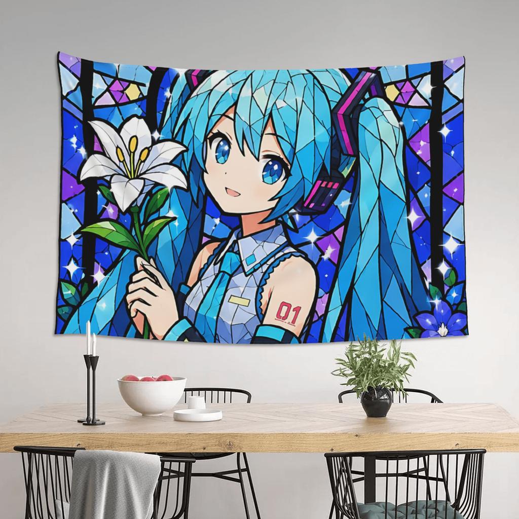 Cutecore Hatsune Miku Tapestry Bedroom Decoration Wall Hanging Blanket Tapestry Cool Stuff For Room